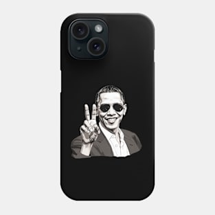 Barack Obama throwing up the peace sign Phone Case