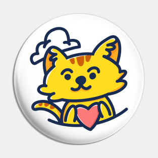 Cute cat holding your heart Pin