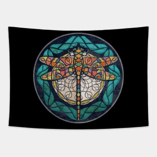Geometric Dragonfly Marble Mosaic Tapestry