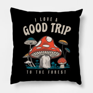 Trippy Mushrooms Cottagecore Aesthetic Pillow