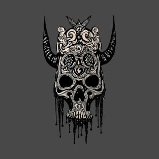 Tribal Tattoo Bulls Skull T-Shirt