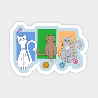 Three different Cats all together Magnet