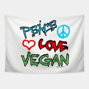 Peace Love Vegan Tapestry