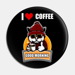 I Love Coffee Cat Pin