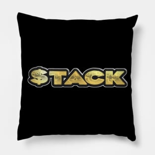 Shiny black and gold STACK word design Pillow