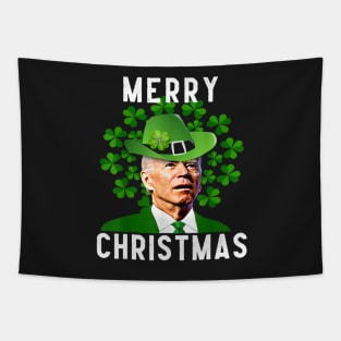 Funny Joe Biden Merry Christmas Confused St Patricks Day Tapestry