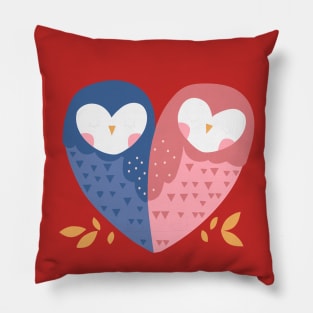 Owl Heart Couple Pillow