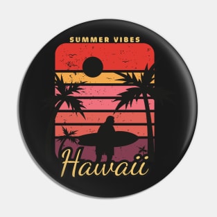 Summer vibes hawaii | man with surfboard Pin