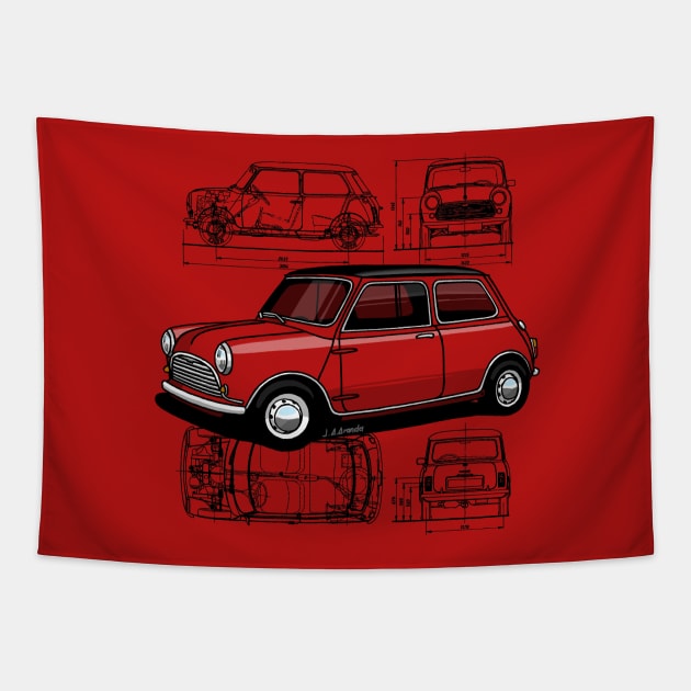 The iconic british classic small car that changed the world Tapestry by jaagdesign