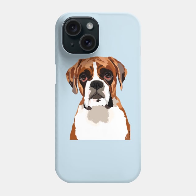 Boxer Dog Vector Style Cartoon Portrait Phone Case by BHDigitalArt