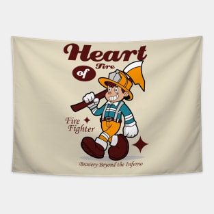 Retro Firefighter Cartoon Tapestry