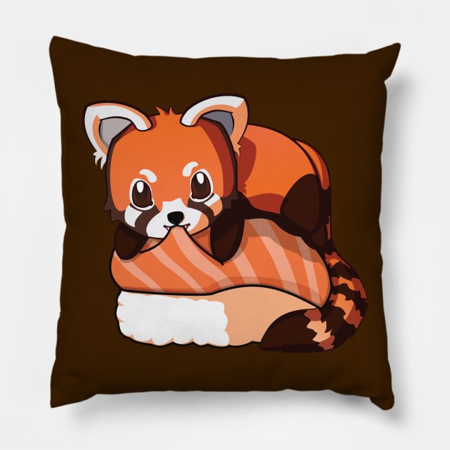 Red Panda Salmon Sushi Pillow by Myanko