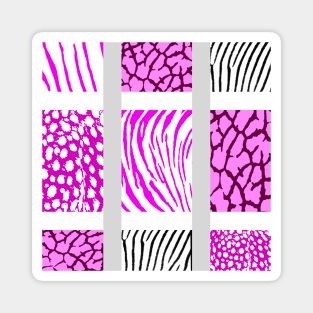 White and Pink Mixed Animal Print Magnet