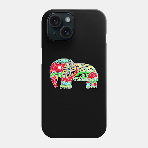 mexican rainbow totonac elephant in ecopop arts Phone Case by jorge_lebeau