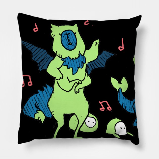 Rock N Rolliens: Party 4 Pillow by mikejbecker