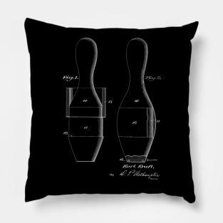 Bowling Pin Vintage Patent Drawing Pillow