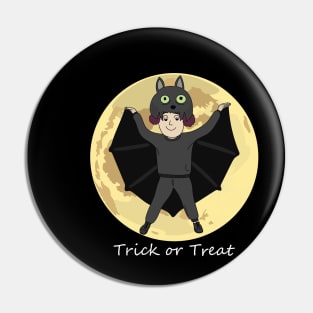 Lovely Kid in Halloween Bat Costume Pin