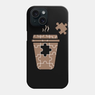 Coffee Puzzle Design with One Piece Missing in Warm Coffee Color Phone Case