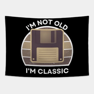 I'm not old, I'm Classic | Floppy | Sepia | Retro Hardware | Vintage Sunset | '80s '90s Video Gaming Tapestry