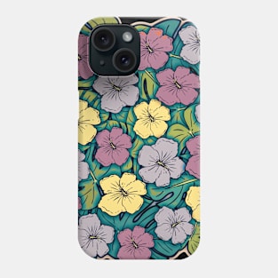 Pastel Hibiscus & Monstera Phone Case