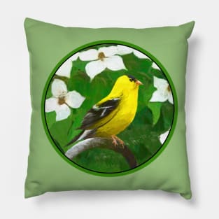 Goldfinch Painting - Cute Original Bird Art Pillow