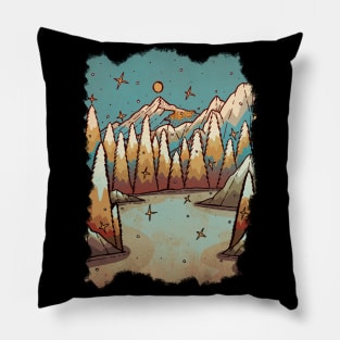 Winter of gold and blue Pillow