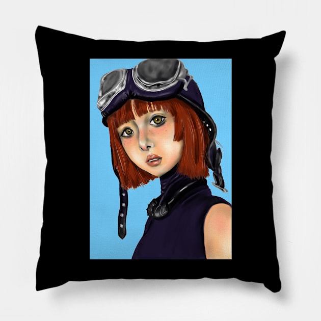 Red hair Pillow by The Drawing Artist