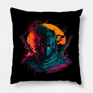 Samuraï Synthwave Vaporwave Pillow