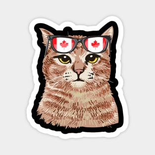 Funny Cat Sunglasses Canadian Flag, Canada Flag Magnet