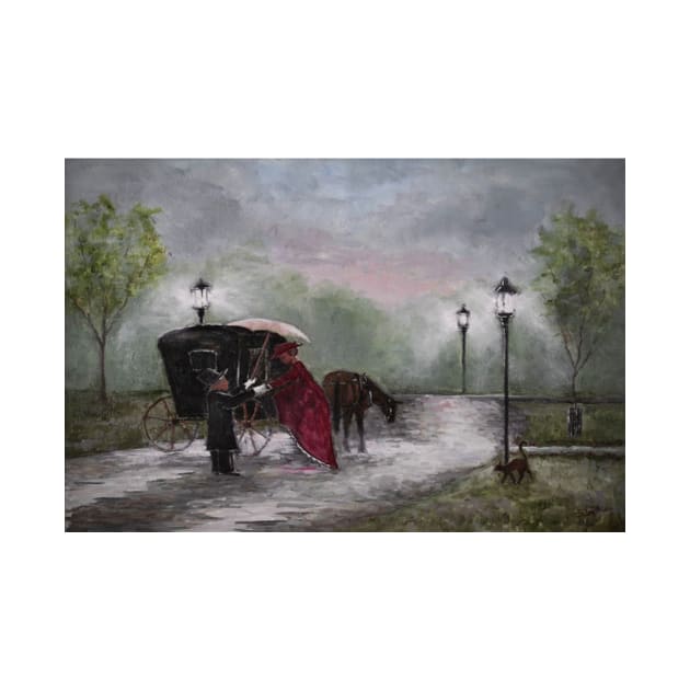 Oil Painting Victorian Era Horse Buggy by Gallery Digitals