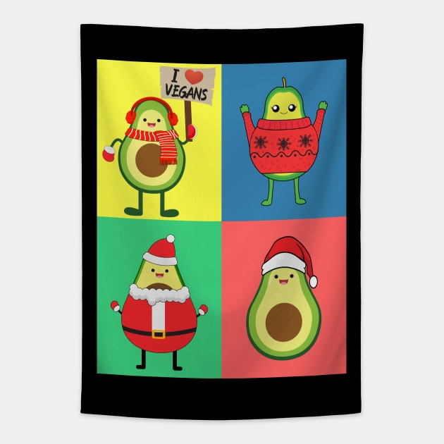 Avo Vegan Christmas pop art Tapestry by MZeeDesigns