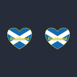 Braidwood Scotland UK Scotland Flag Heart T-Shirt