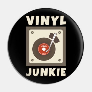 Vinyl Junkie Old School Record Player T-Shirt Pin