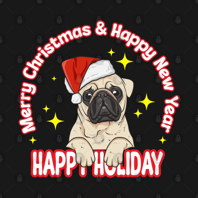 Illustration of a bulldog wearing a Christmas hat by Wahyuwm48