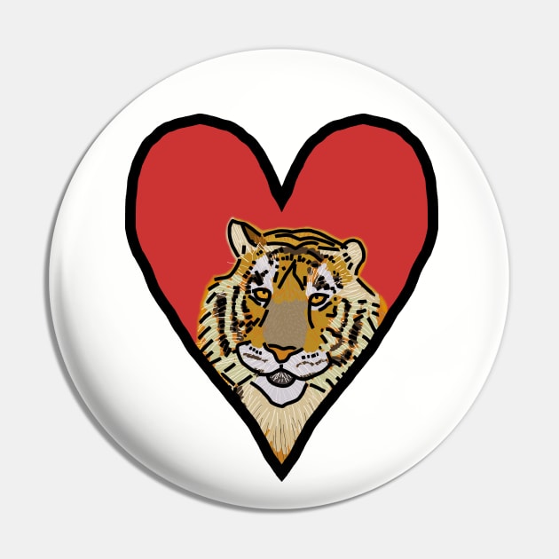 My Tiger Love on Valentines Day Graphic Pin by ellenhenryart