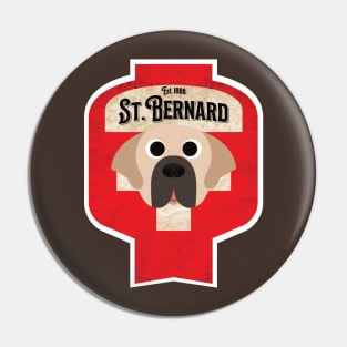 St. Bernard - Distressed Swiss Saint Bernard Beer Label Design Pin