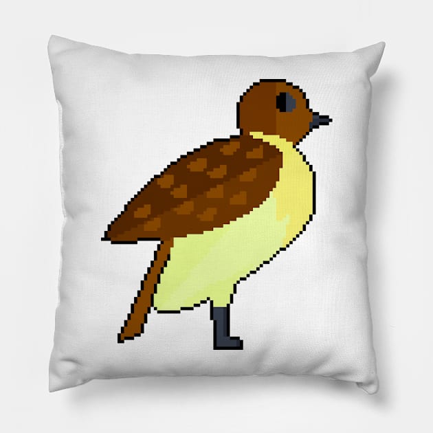 Flight of Elegance: Pixel Art Bird Design for Stylish Attire Pillow by Pixel.id