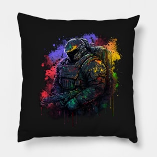 Galactic Guardian: Space Marine Graffiti Pillow