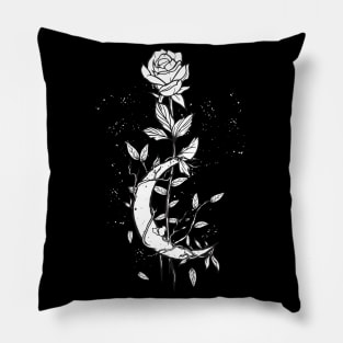 Moon Rose Vintage Witch Gothic Pillow