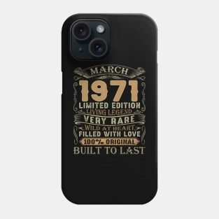 Vintage 50 Years Old March 1971 50th Birthday Gift Phone Case