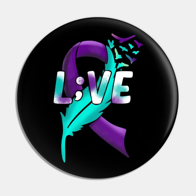 Suicide Awareness Semicolon Live L;ive Pin by Therapy for Christians