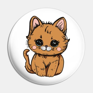 Cute cat with Boba eyes Pin