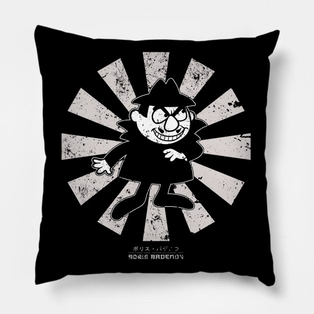 Boris Badenov Retro Japanese The Bullwinkle Show Pillow by Nova5