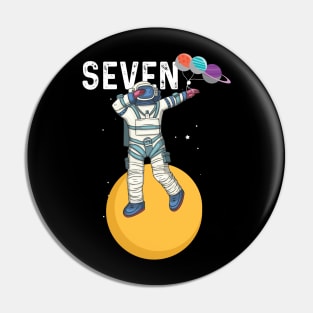 Kids 7 Years Old Outer Space 7th Birthday Gift Pin