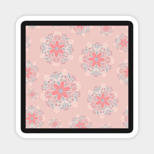 Pink and Blue Blossom Folk Art Repeat Pattern Magnet