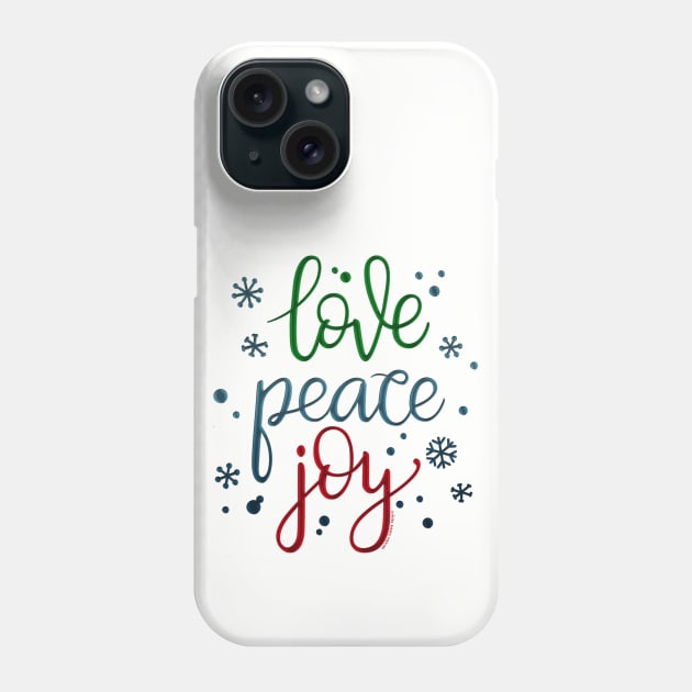 Holiday Colors Love Peace Joy Christmas Phone Case by Dibble Dabble Designs