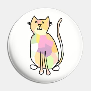 Pale Yellow Crystal Cat Pin