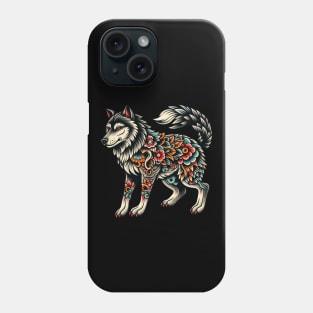 traditional american wolf tattoo Phone Case