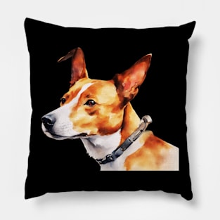 Watercolor Basenji Face Pillow