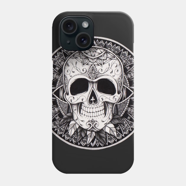 Ornate Skull Mandala Phone Case by Litedawn